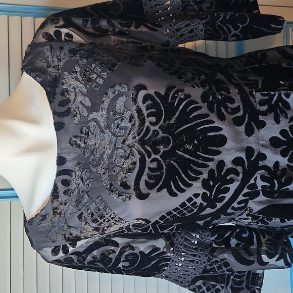 Eliza J Black Velvet Damask Pattern Dress - Picture 3 of 14